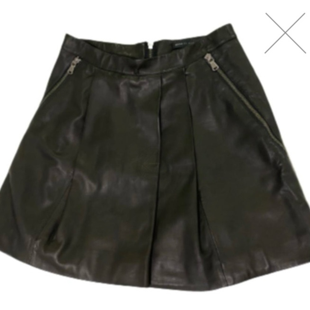 Marc By Marc Jacobs Lamb Leather A-line Mini Skirt Silver Zippers Black Size 4